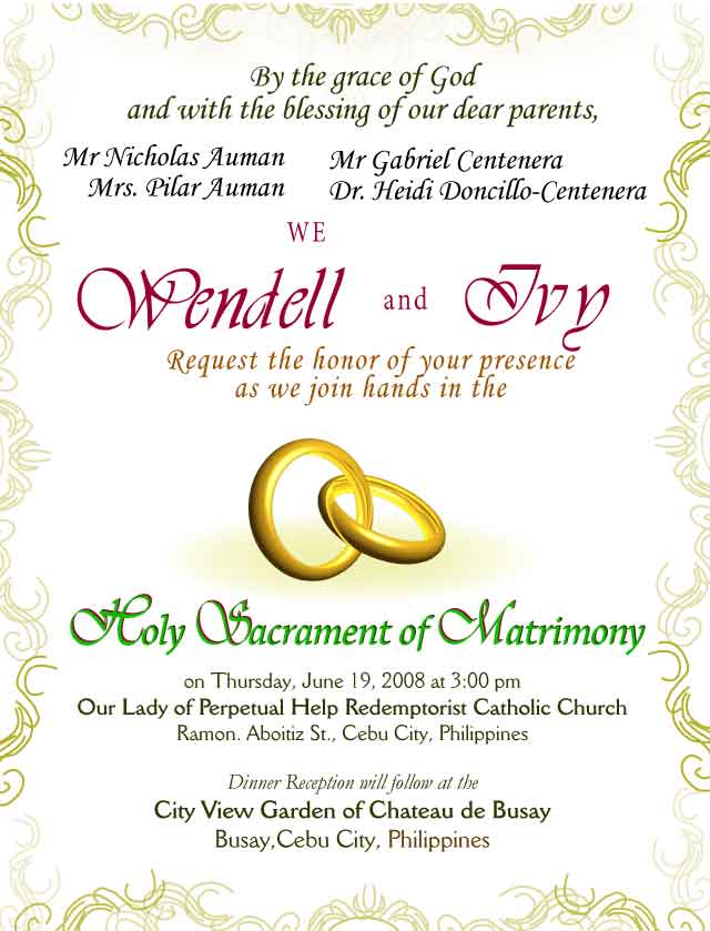 Wedding Invitation Letter Design 2a Rings 2 with Borders