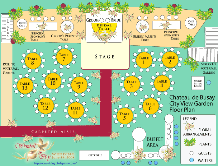 This is the City View Garden Wedding Reception Floor and Table Plan